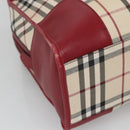 BURBERRY Nova Check Hand Bag Canvas Beige Gold Auth 126154-9