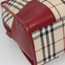 BURBERRY Nova Check Hand Bag Canvas Beige Gold Auth 126154-16