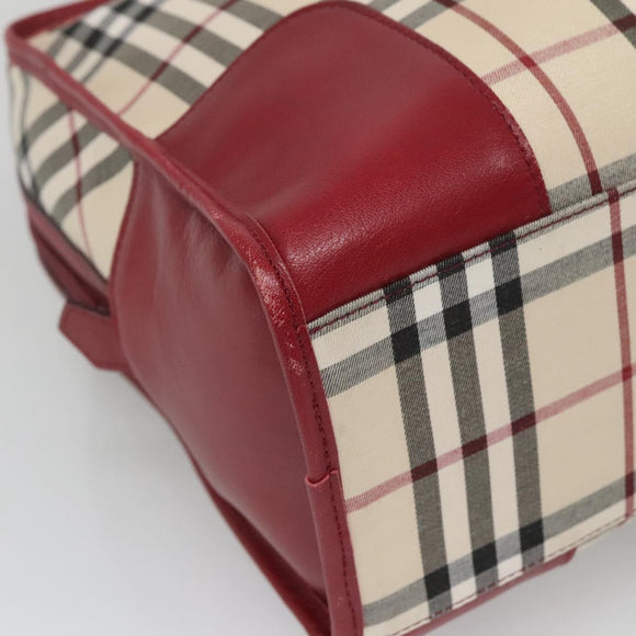 BURBERRY Nova Check Hand Bag Canvas Beige Gold Auth 126154