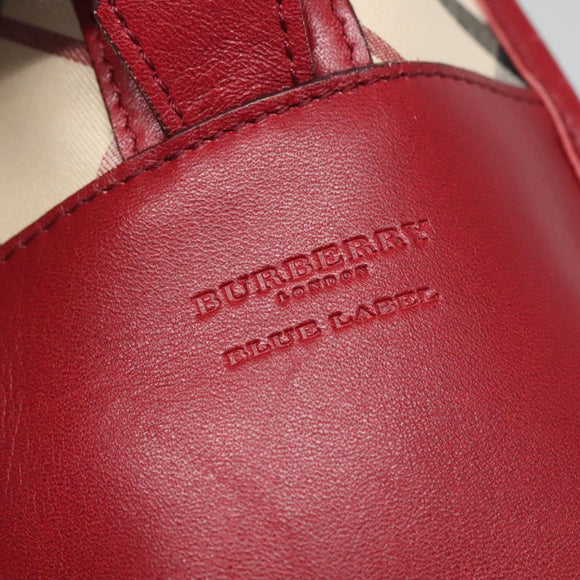 BURBERRY Nova Check Hand Bag Canvas Beige Gold Auth 126154