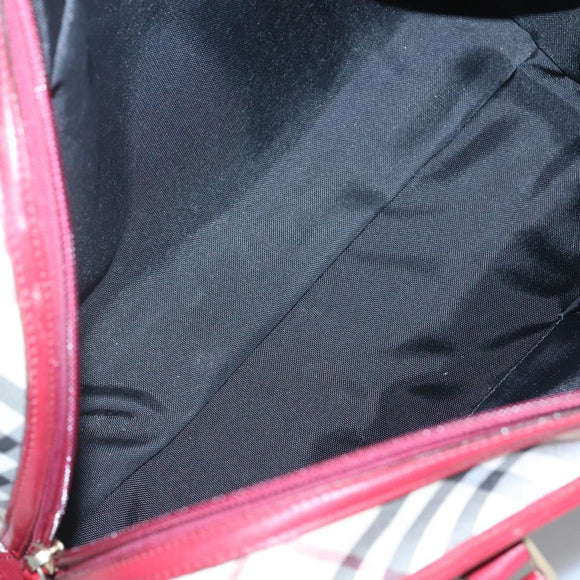 BURBERRY Nova Check Hand Bag Canvas Beige Gold Auth 126154