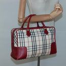 BURBERRY Nova Check Hand Bag Canvas Beige Gold Auth 126154-19