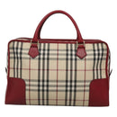 BURBERRY Nova Check Hand Bag Canvas Beige Gold Auth 126154-13