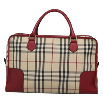 BURBERRY Nova Check Hand Bag Canvas Beige Gold Auth 126154 - 0