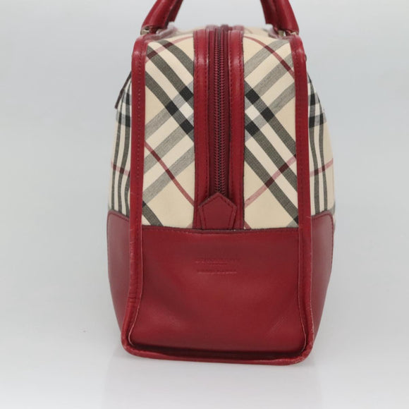 BURBERRY Nova Check Hand Bag Canvas Beige Gold Auth 126154