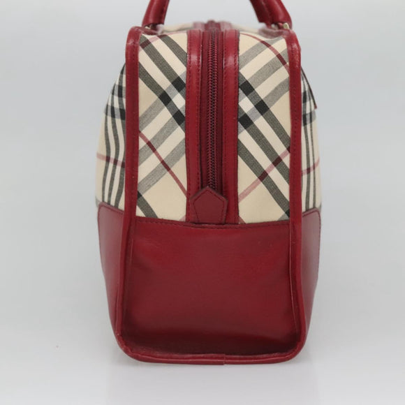 BURBERRY Nova Check Hand Bag Canvas Beige Gold Auth 126154