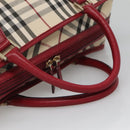 BURBERRY Nova Check Hand Bag Canvas Beige Gold Auth 126154-7