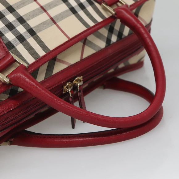 BURBERRY Nova Check Hand Bag Canvas Beige Gold Auth 126154