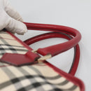 BURBERRY Nova Check Hand Bag Canvas Beige Gold Auth 126154-8