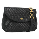 BALLY Shoulder Bag Leather Black Gold Auth 126155-1