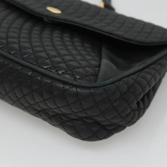 BALLY Shoulder Bag Leather Black Gold Auth 126155