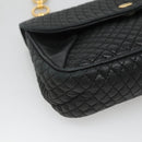 BALLY Shoulder Bag Leather Black Gold Auth 126155-14