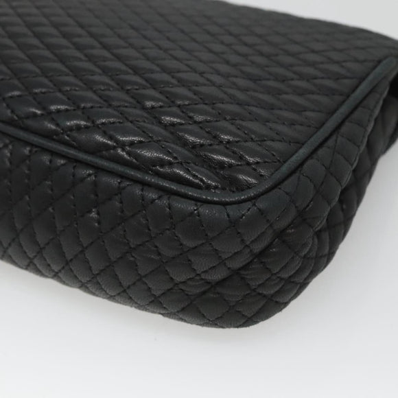 BALLY Shoulder Bag Leather Black Gold Auth 126155