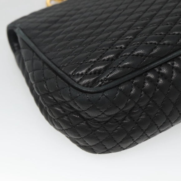 BALLY Shoulder Bag Leather Black Gold Auth 126155