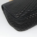 BALLY Shoulder Bag Leather Black Gold Auth 126155-16
