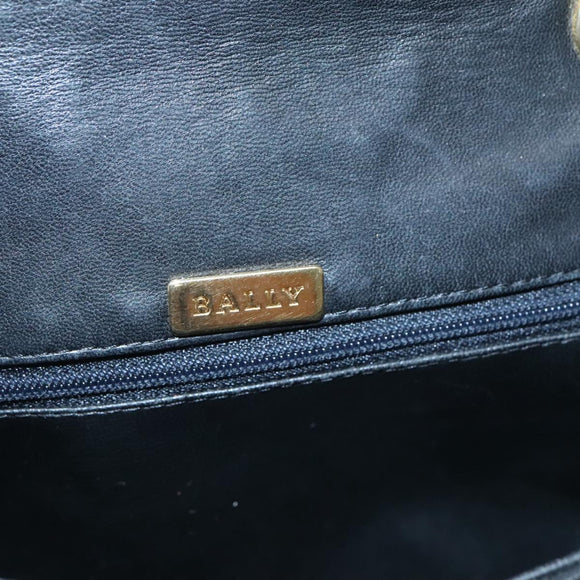 BALLY Shoulder Bag Leather Black Gold Auth 126155