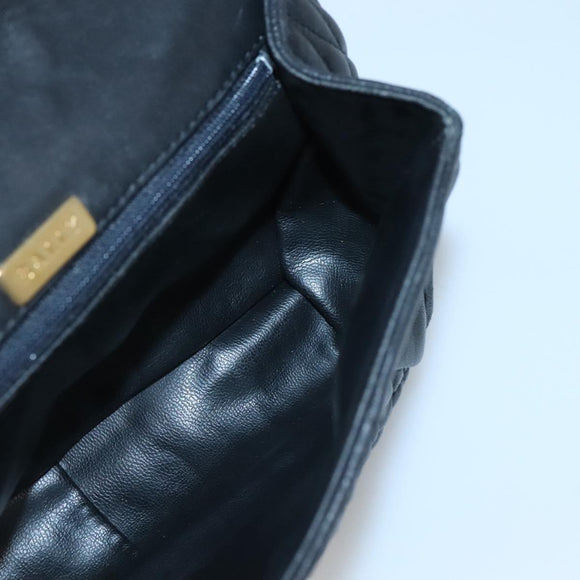 BALLY Shoulder Bag Leather Black Gold Auth 126155