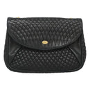 BALLY Shoulder Bag Leather Black Gold Auth 126155-2