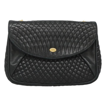 BALLY Shoulder Bag Leather Black Gold Auth 126155 - 0