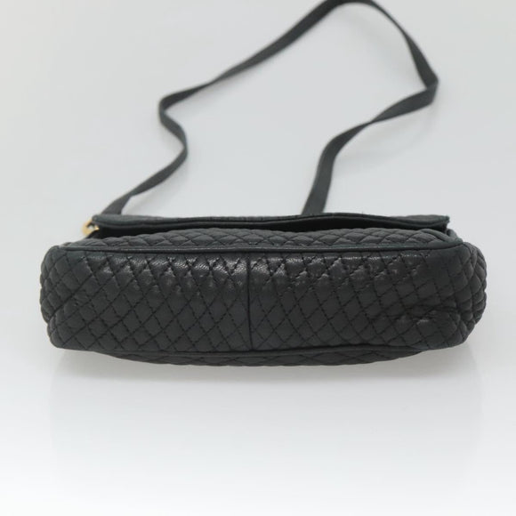 BALLY Shoulder Bag Leather Black Gold Auth 126155