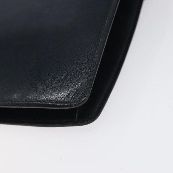 CELINE Shoulder Bag Leather Navy Gold Auth 126159