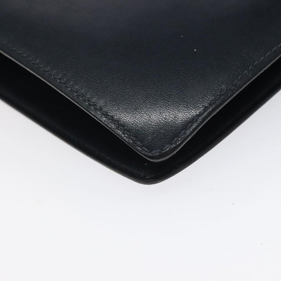 CELINE Shoulder Bag Leather Navy Gold Auth 126159