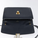 CELINE Shoulder Bag Leather Navy Gold Auth 126159-10
