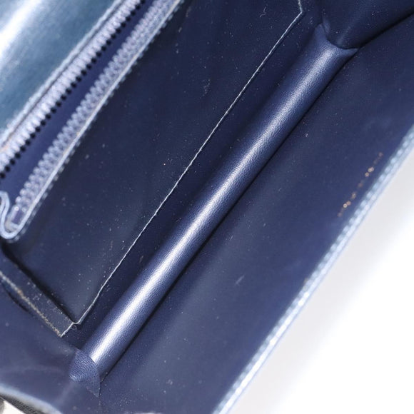 CELINE Shoulder Bag Leather Navy Gold Auth 126159