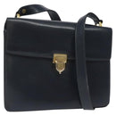 CELINE Shoulder Bag Leather Navy Gold Auth 126159-1