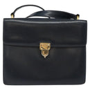 CELINE Shoulder Bag Leather Navy Gold Auth 126159-13