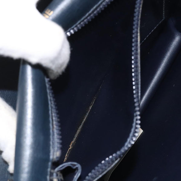 CELINE Shoulder Bag Leather Navy Gold Auth 126159