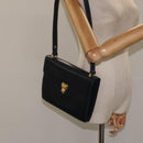 CELINE Shoulder Bag Leather Navy Gold Auth 126159-23