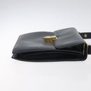 CELINE Shoulder Bag Leather Navy Gold Auth 126159-3