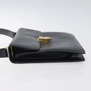 CELINE Shoulder Bag Leather Navy Gold Auth 126159-4