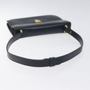 CELINE Shoulder Bag Leather Navy Gold Auth 126159-7