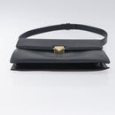 CELINE Shoulder Bag Leather Navy Gold Auth 126159-5