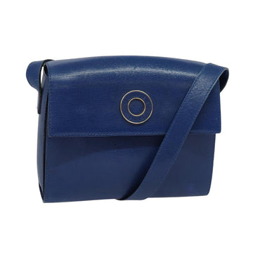 CELINE Shoulder Bag Leather Blue Gold Auth 126160