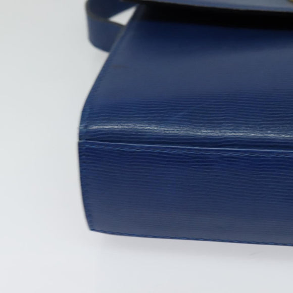 CELINE Shoulder Bag Leather Blue Gold Auth 126160