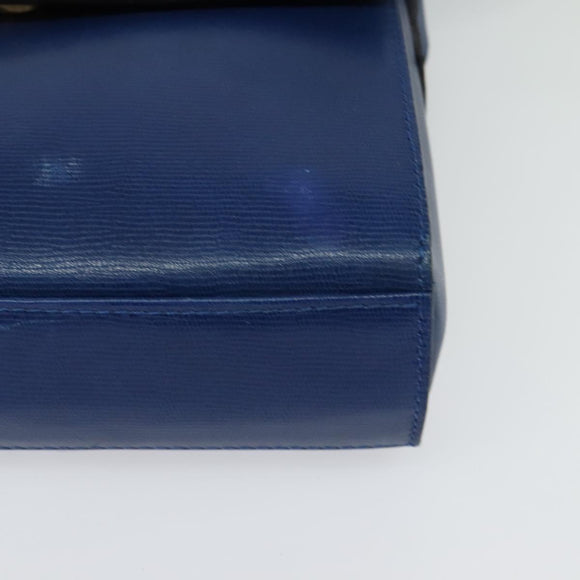 CELINE Shoulder Bag Leather Blue Gold Auth 126160