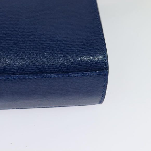 CELINE Shoulder Bag Leather Blue Gold Auth 126160