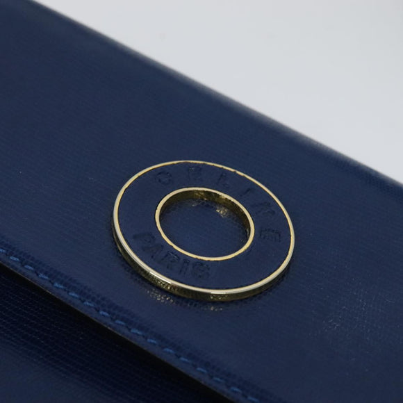CELINE Shoulder Bag Leather Blue Gold Auth 126160