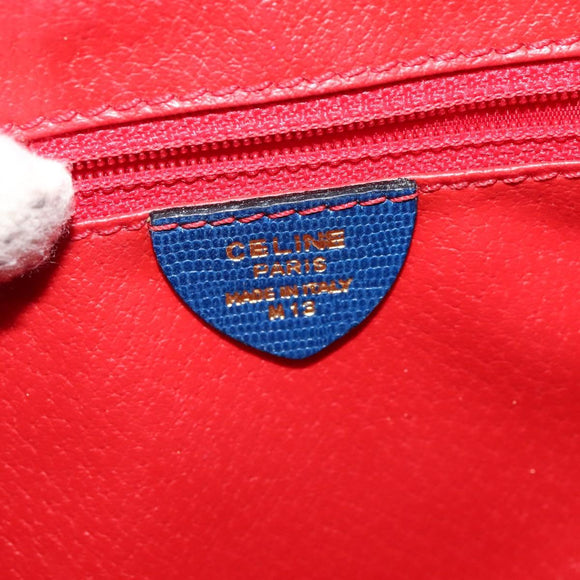 CELINE Shoulder Bag Leather Blue Gold Auth 126160