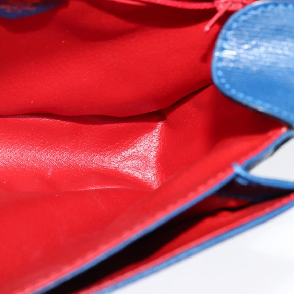 CELINE Shoulder Bag Leather Blue Gold Auth 126160