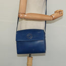 CELINE Shoulder Bag Leather Blue Gold Auth 126160-21