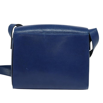 CELINE Shoulder Bag Leather Blue Gold Auth 126160 - 0