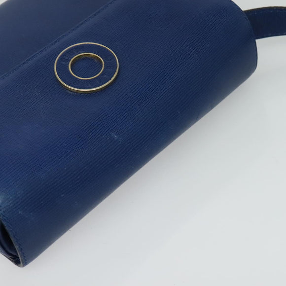 CELINE Shoulder Bag Leather Blue Gold Auth 126160