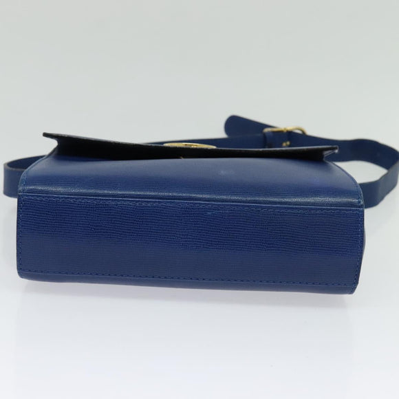 CELINE Shoulder Bag Leather Blue Gold Auth 126160