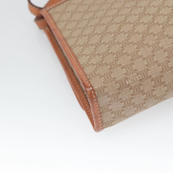 CELINE Macadam Canvas Shoulder Bag Beige Gold Auth 126162