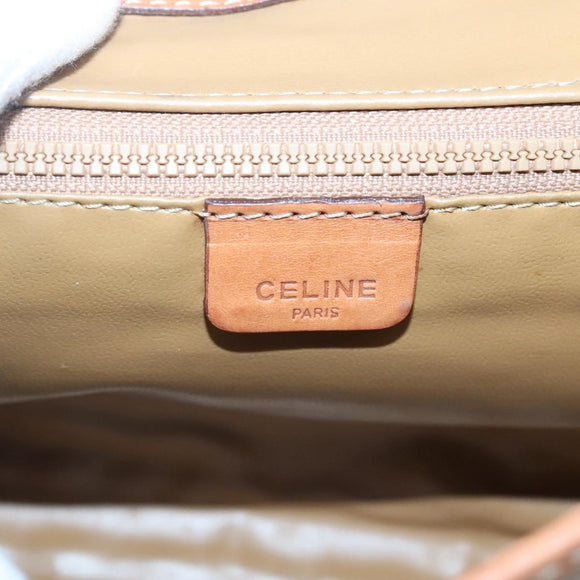 CELINE Macadam Canvas Shoulder Bag Beige Gold Auth 126162