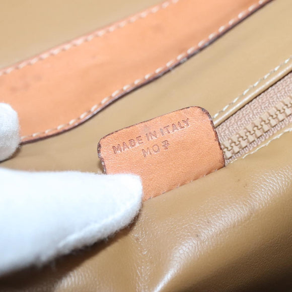 CELINE Macadam Canvas Shoulder Bag Beige Gold Auth 126162